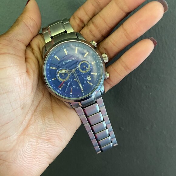 CRRJU Man stainless steel blue and silver quartz wristwatch - Picture 3 of 11